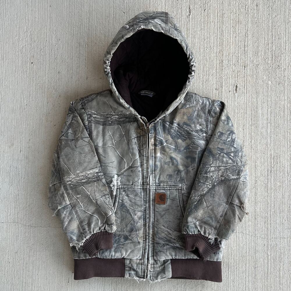 Carhartt YOUTH camo hooded work wear jacket